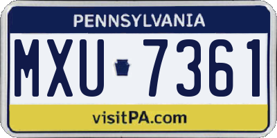 PA license plate MXU7361
