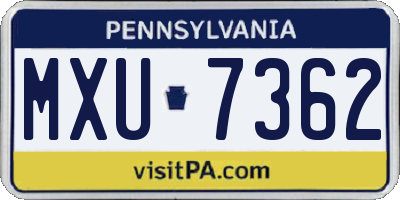 PA license plate MXU7362