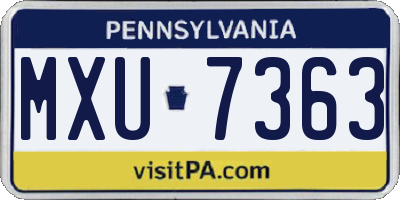 PA license plate MXU7363