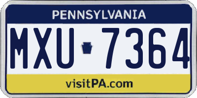 PA license plate MXU7364