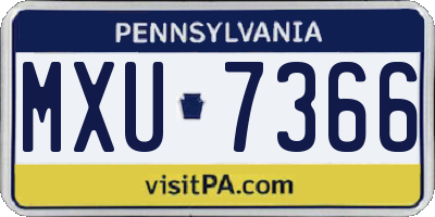 PA license plate MXU7366