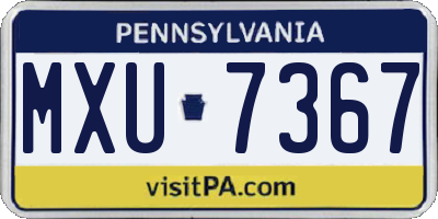 PA license plate MXU7367