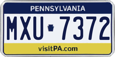 PA license plate MXU7372