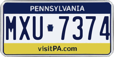 PA license plate MXU7374