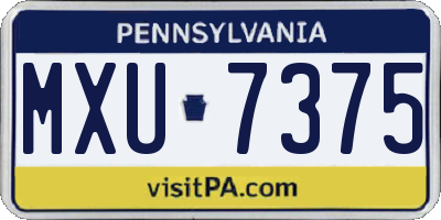 PA license plate MXU7375