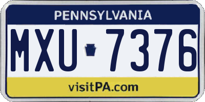 PA license plate MXU7376