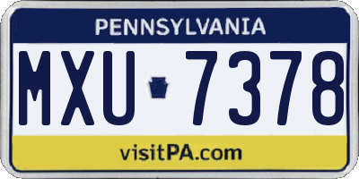 PA license plate MXU7378