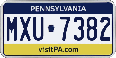 PA license plate MXU7382