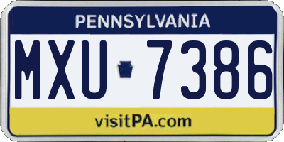 PA license plate MXU7386