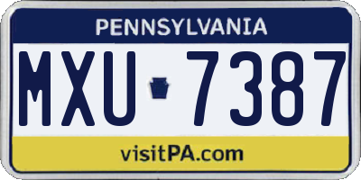 PA license plate MXU7387