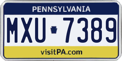 PA license plate MXU7389