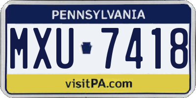 PA license plate MXU7418