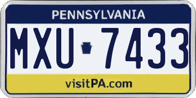 PA license plate MXU7433