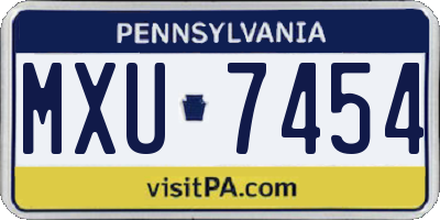 PA license plate MXU7454