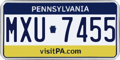 PA license plate MXU7455
