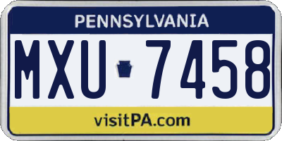 PA license plate MXU7458