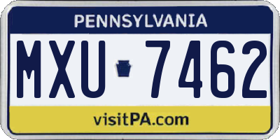 PA license plate MXU7462