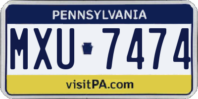 PA license plate MXU7474