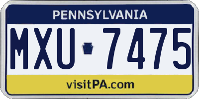 PA license plate MXU7475
