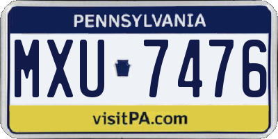 PA license plate MXU7476