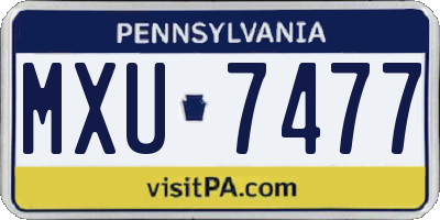 PA license plate MXU7477