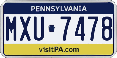 PA license plate MXU7478