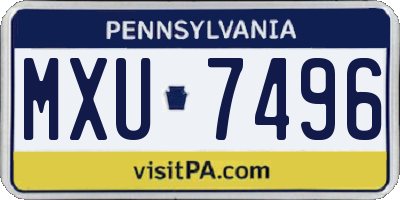 PA license plate MXU7496