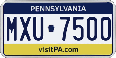 PA license plate MXU7500