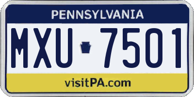 PA license plate MXU7501