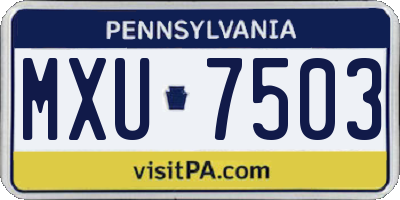 PA license plate MXU7503