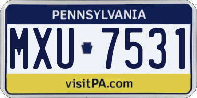PA license plate MXU7531