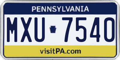 PA license plate MXU7540