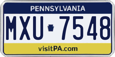 PA license plate MXU7548