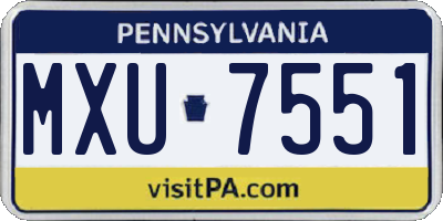 PA license plate MXU7551