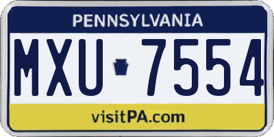 PA license plate MXU7554