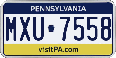 PA license plate MXU7558