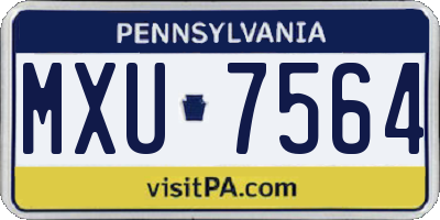 PA license plate MXU7564
