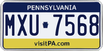 PA license plate MXU7568