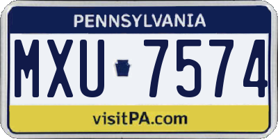 PA license plate MXU7574