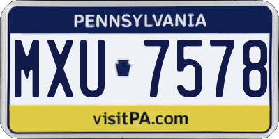 PA license plate MXU7578