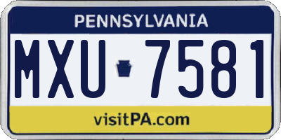 PA license plate MXU7581