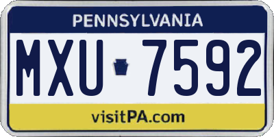 PA license plate MXU7592