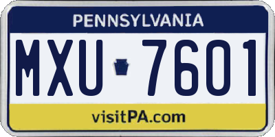 PA license plate MXU7601