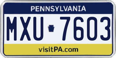 PA license plate MXU7603