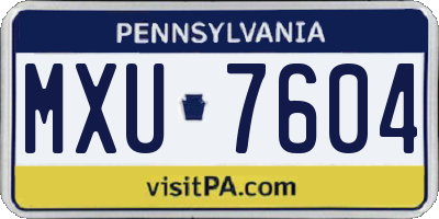 PA license plate MXU7604