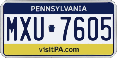 PA license plate MXU7605