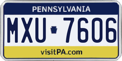 PA license plate MXU7606