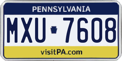 PA license plate MXU7608