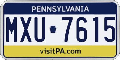 PA license plate MXU7615