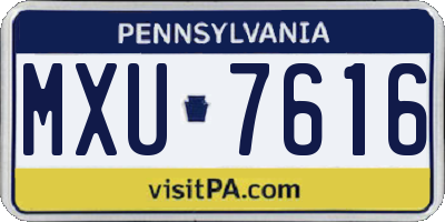PA license plate MXU7616